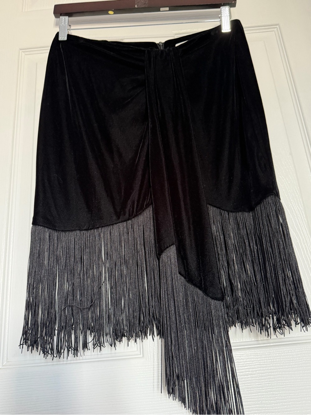 Zara Black Asymmetrical Fringe Skirt
